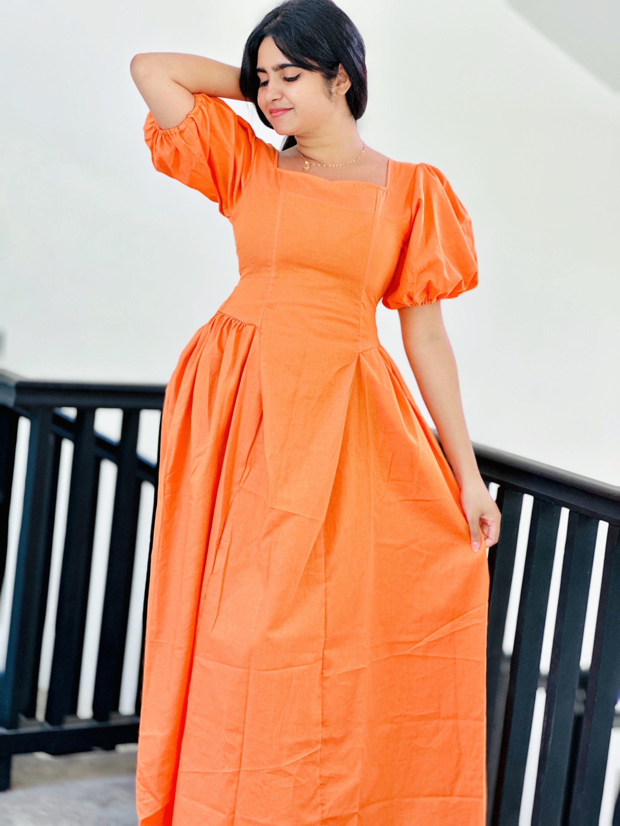 Puff Sleeve maxi dress