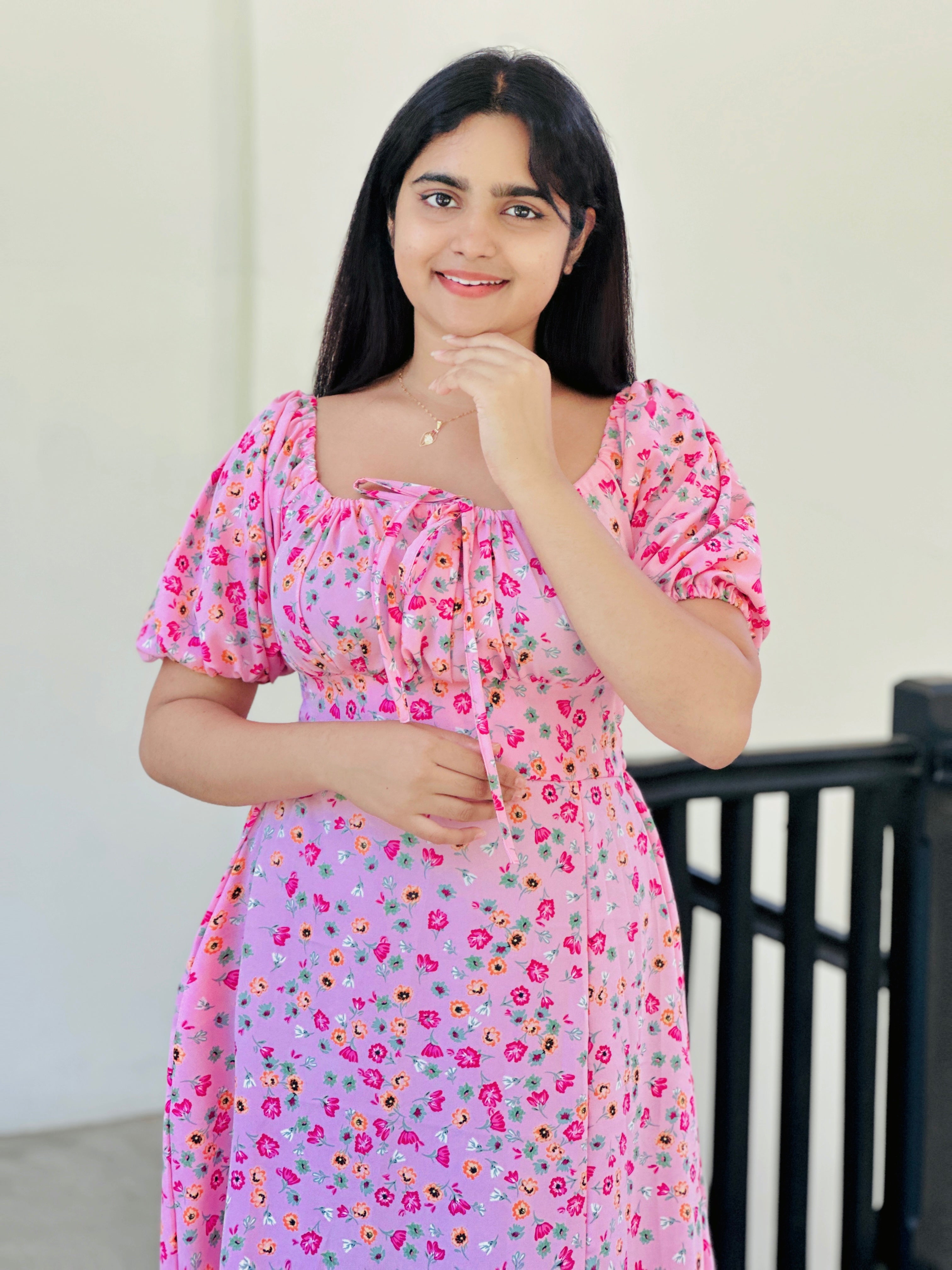 Milkmaid Mini Floral Dress