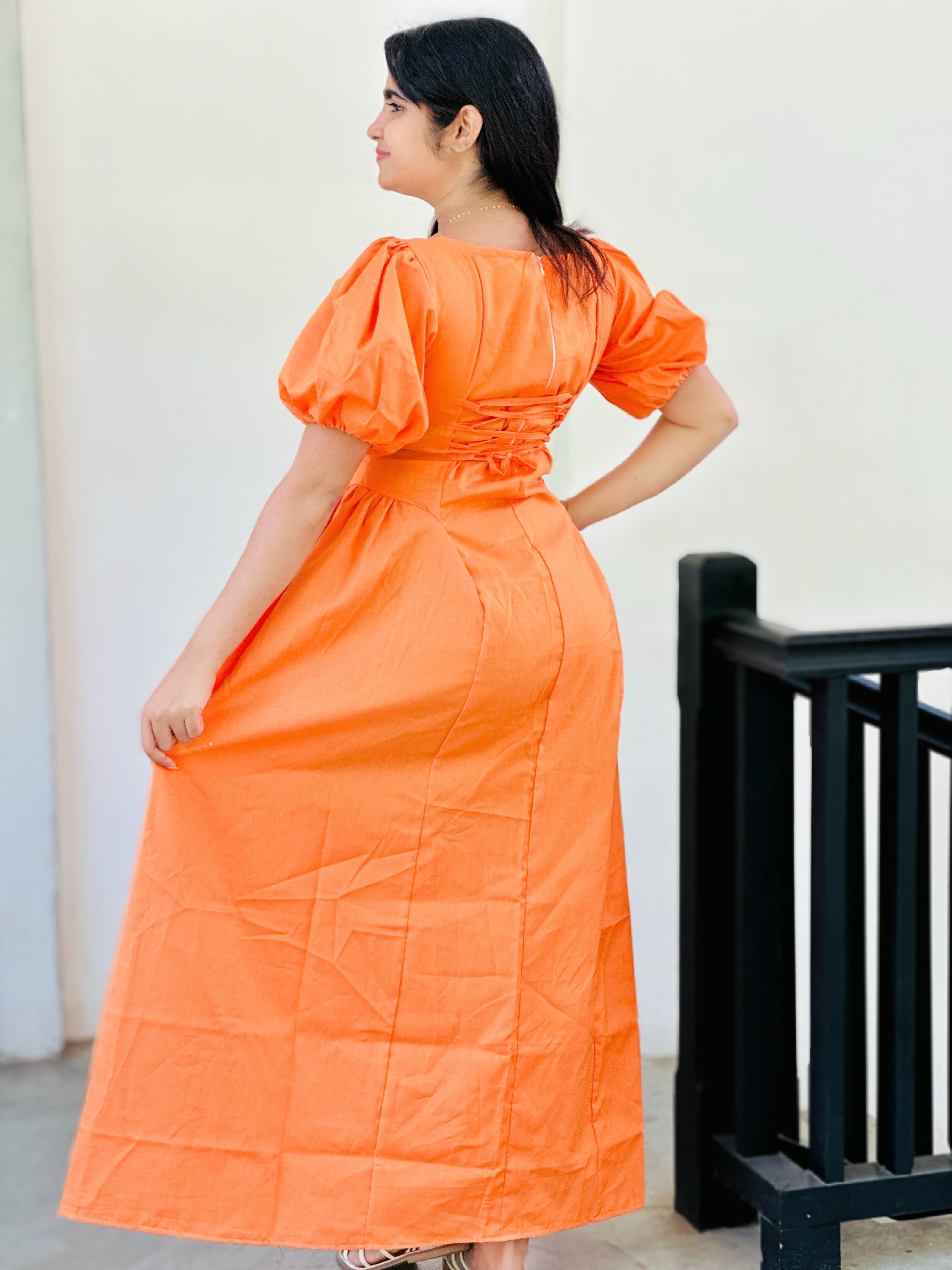 Puff Sleeve maxi dress