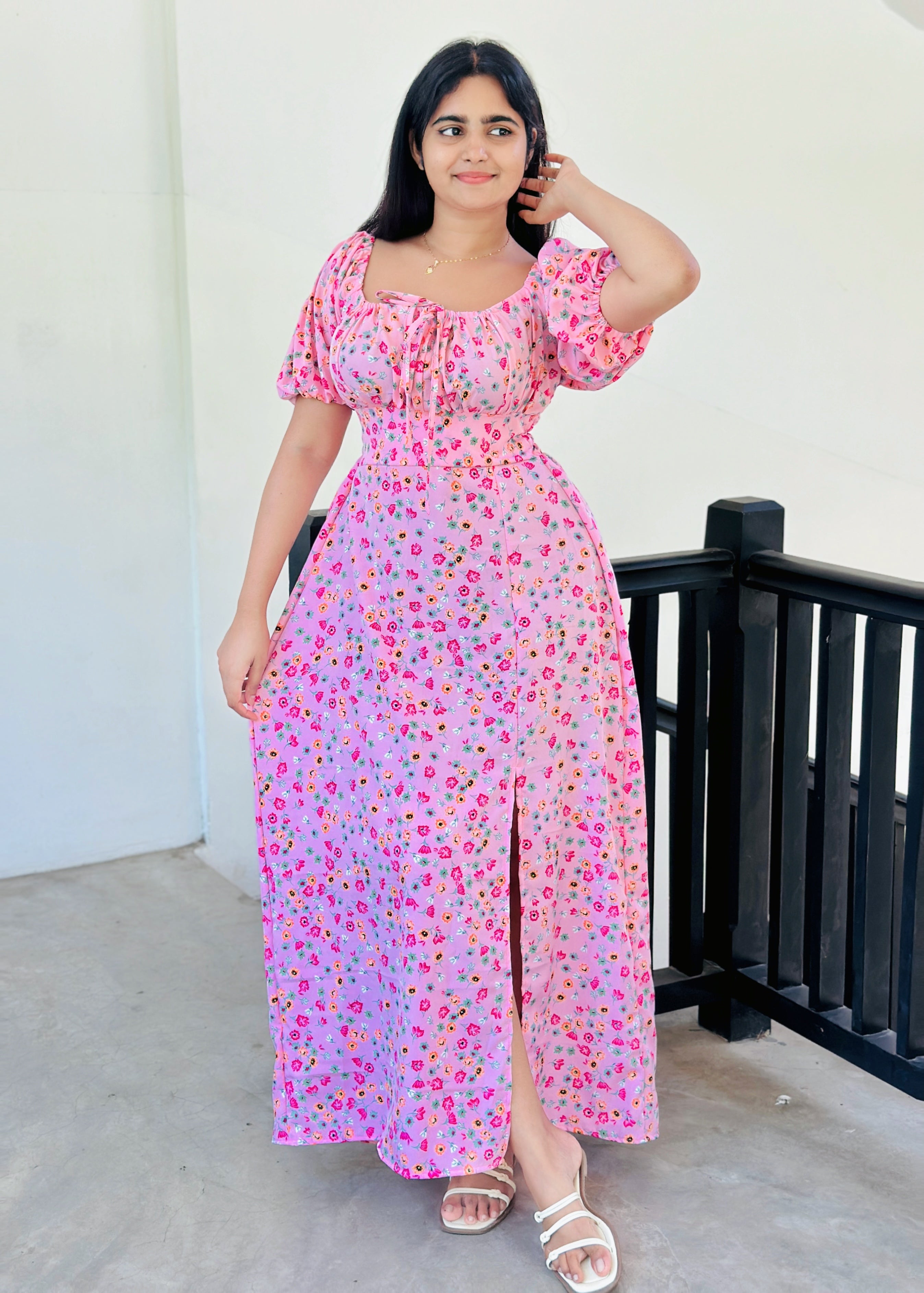 Milkmaid Mini Floral Dress