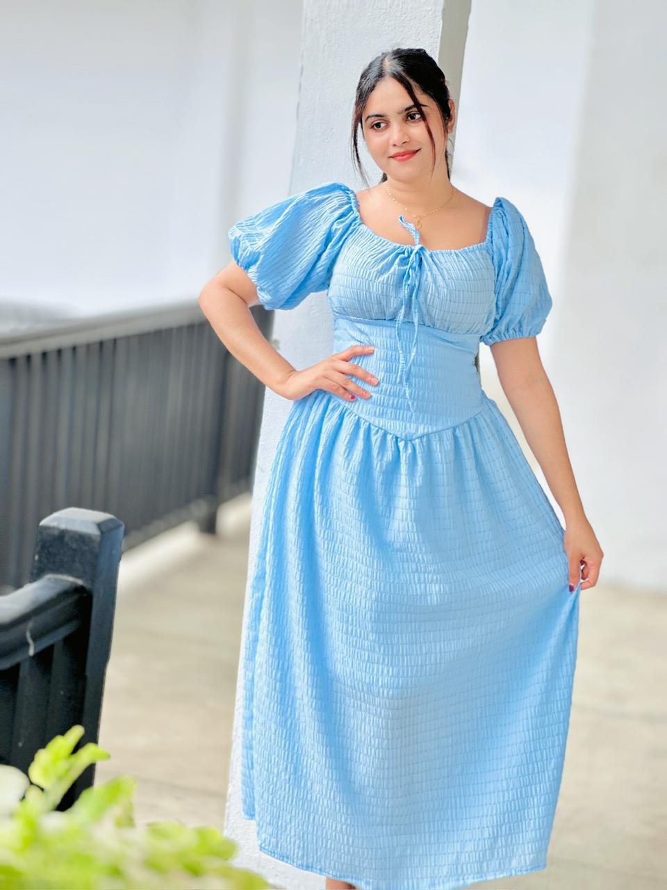 Skybloom Smocked Midi Dress