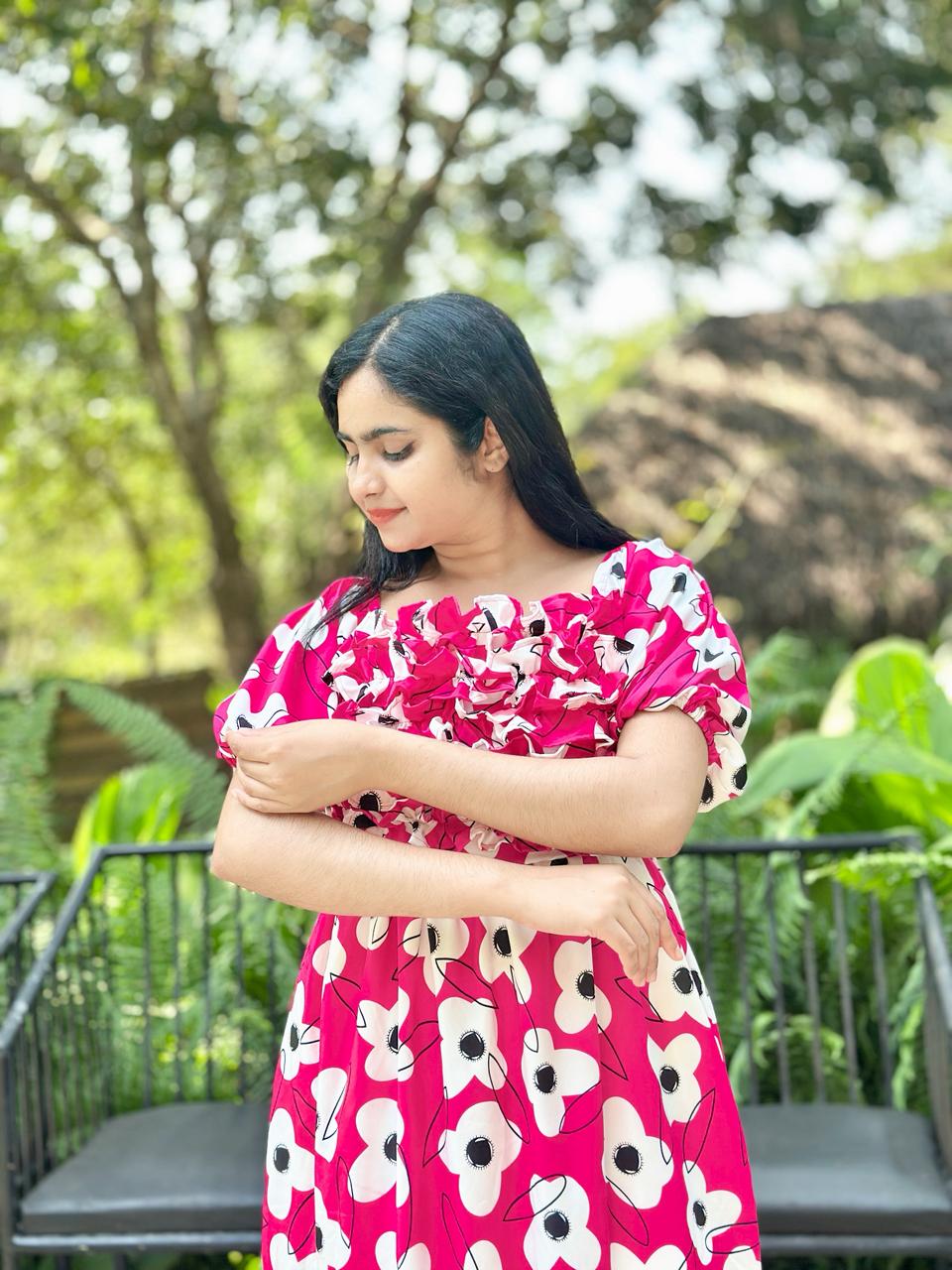 Front ruffle dress