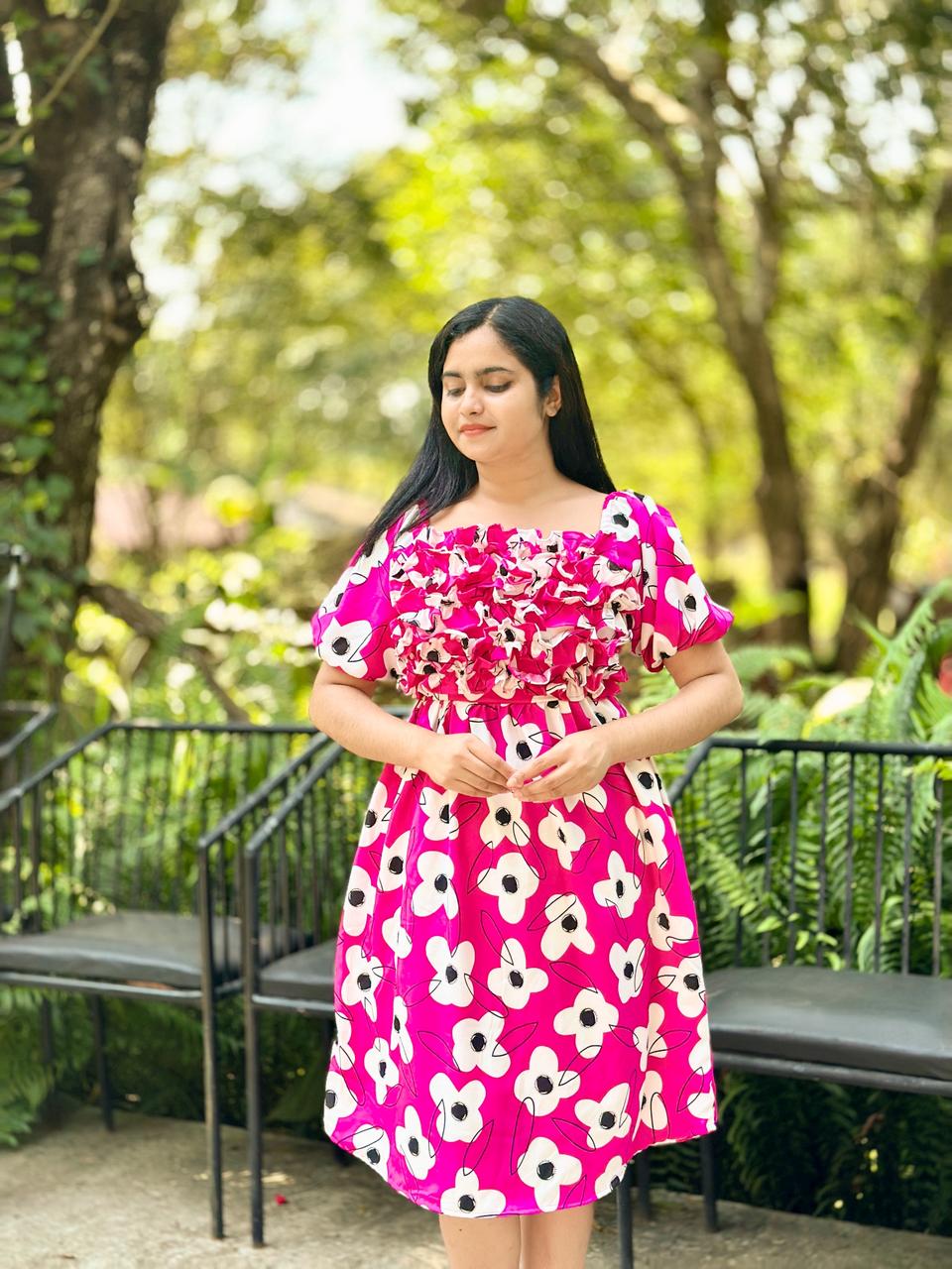 Front ruffle dress