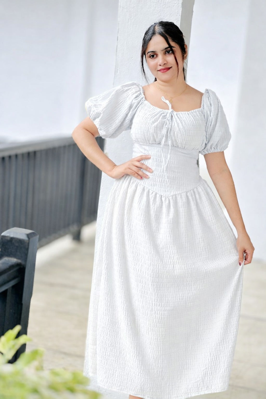 Skybloom Smocked Midi Dress