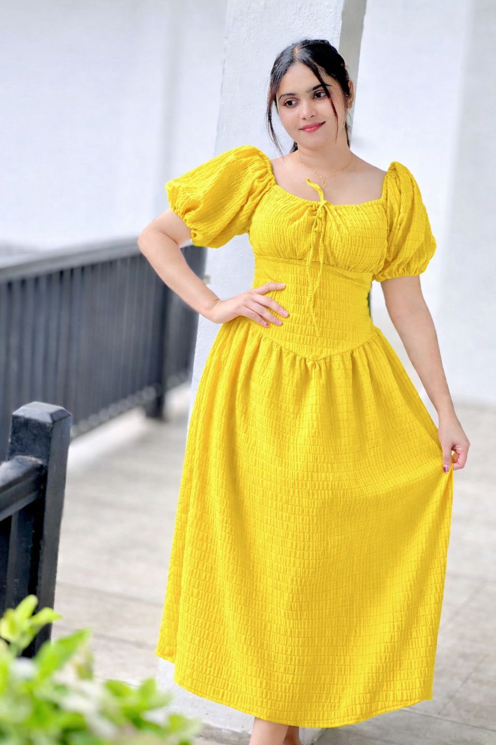 Skybloom Smocked Midi Dress