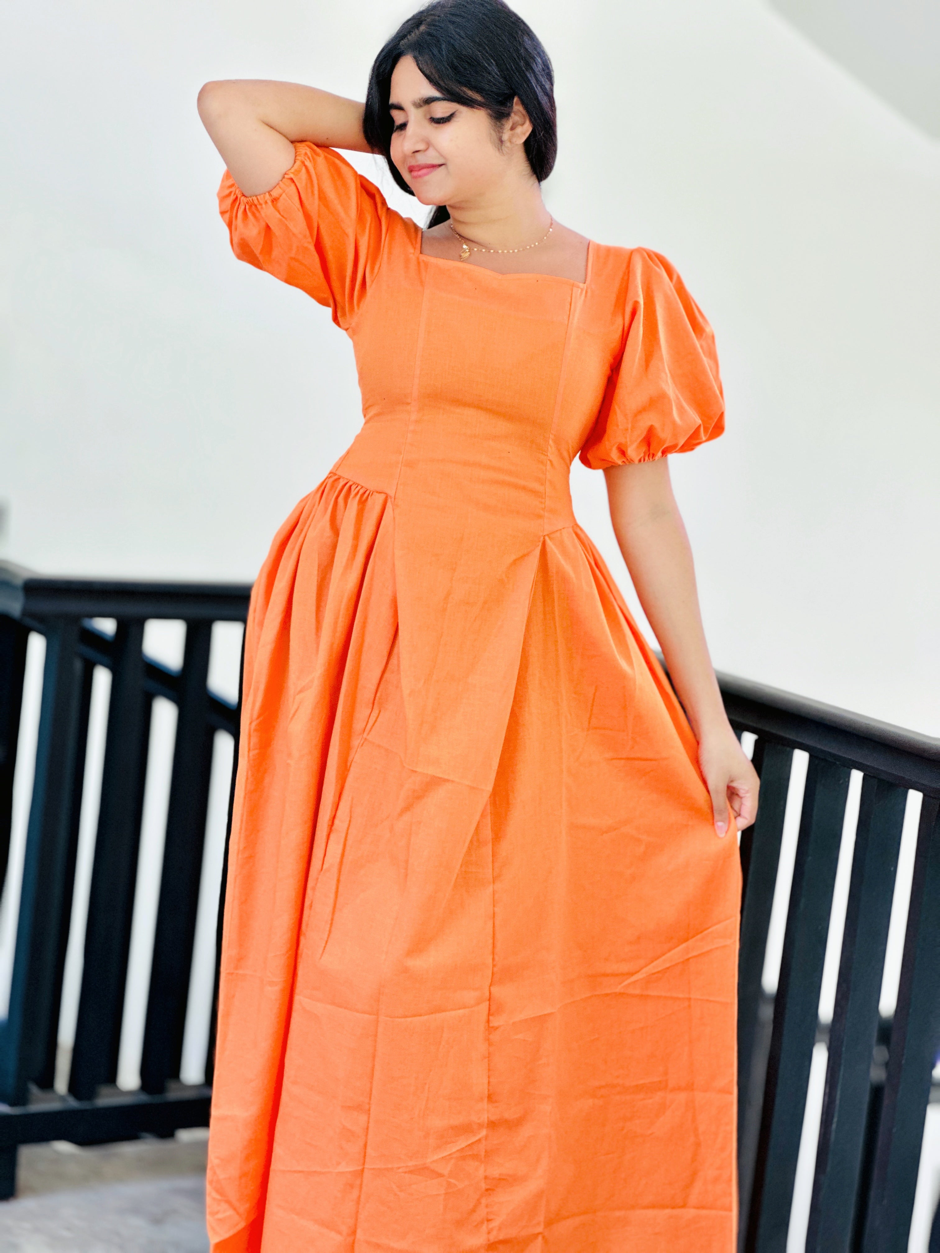 Puff Sleeve maxi dress