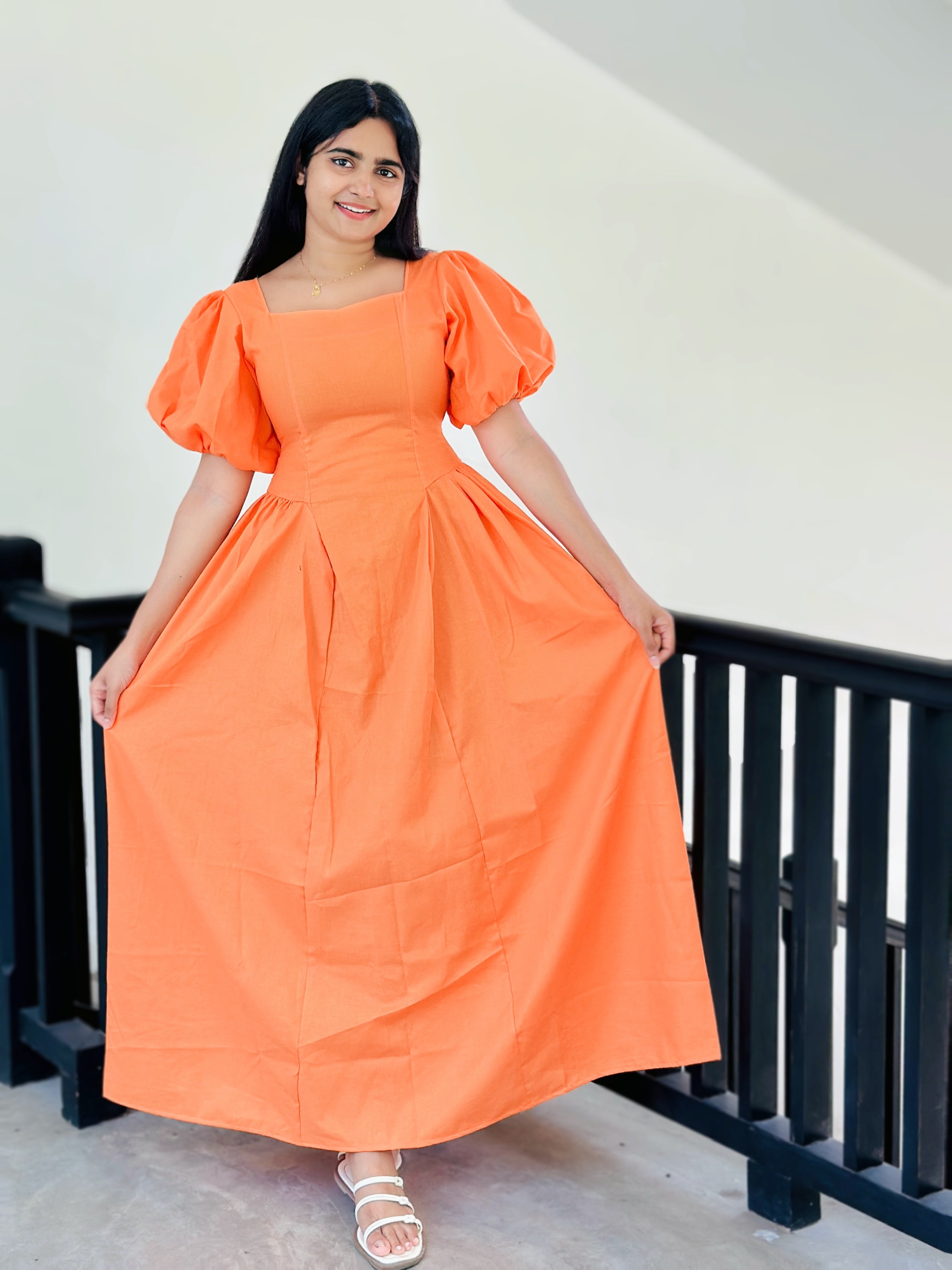 Puff Sleeve maxi dress