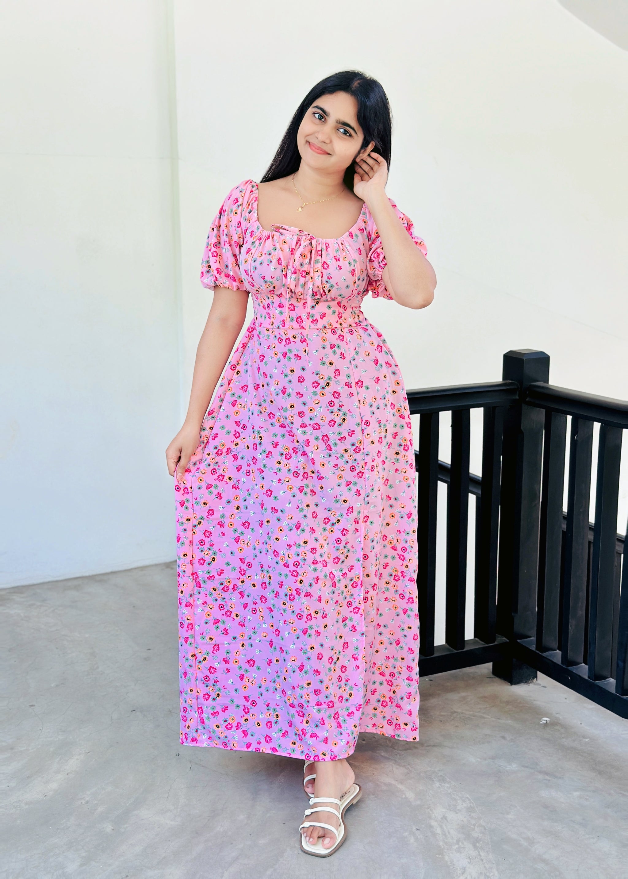 Milkmaid Mini Floral Dress