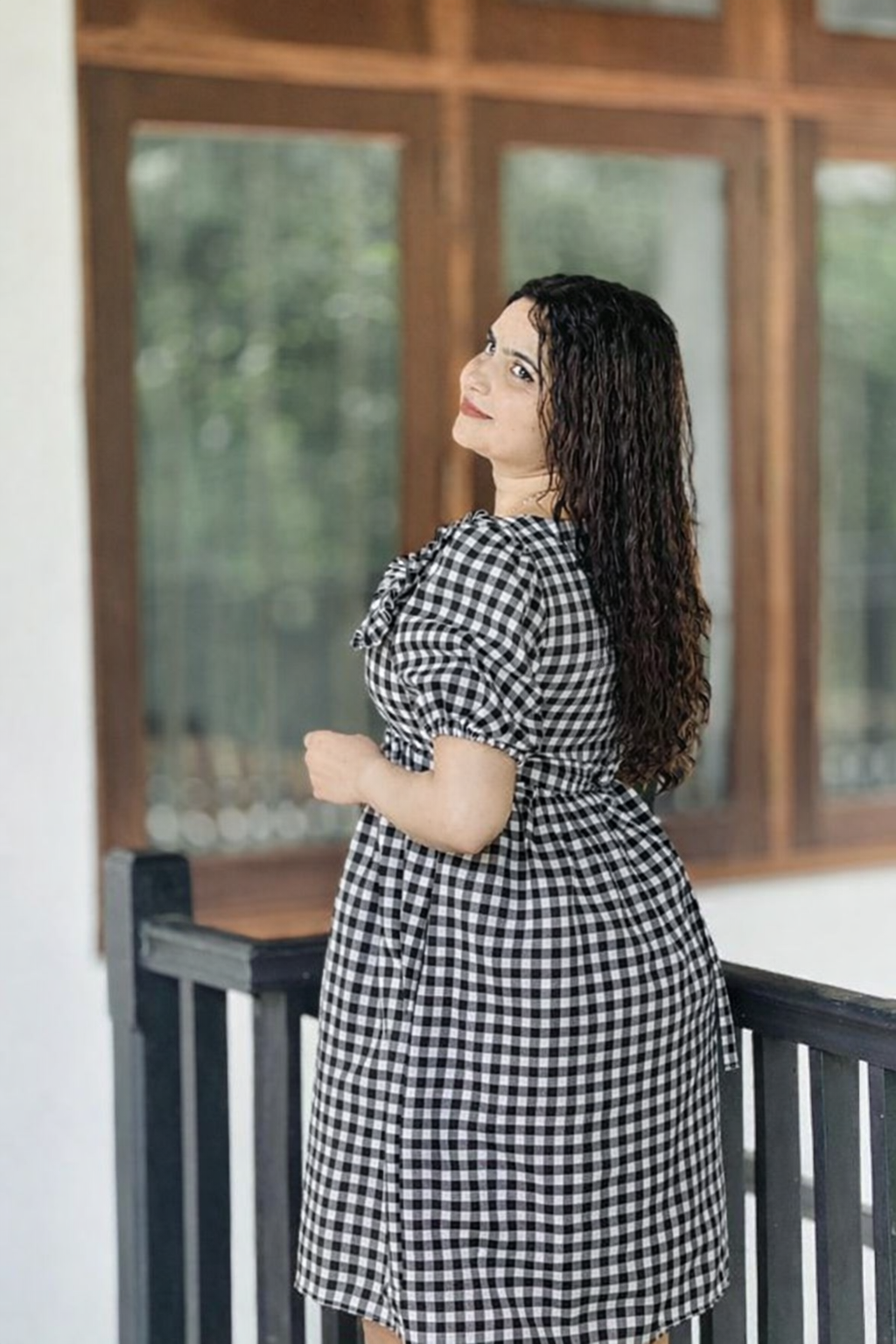 Cherry Picnic Gingham Puff Sleeve Dress