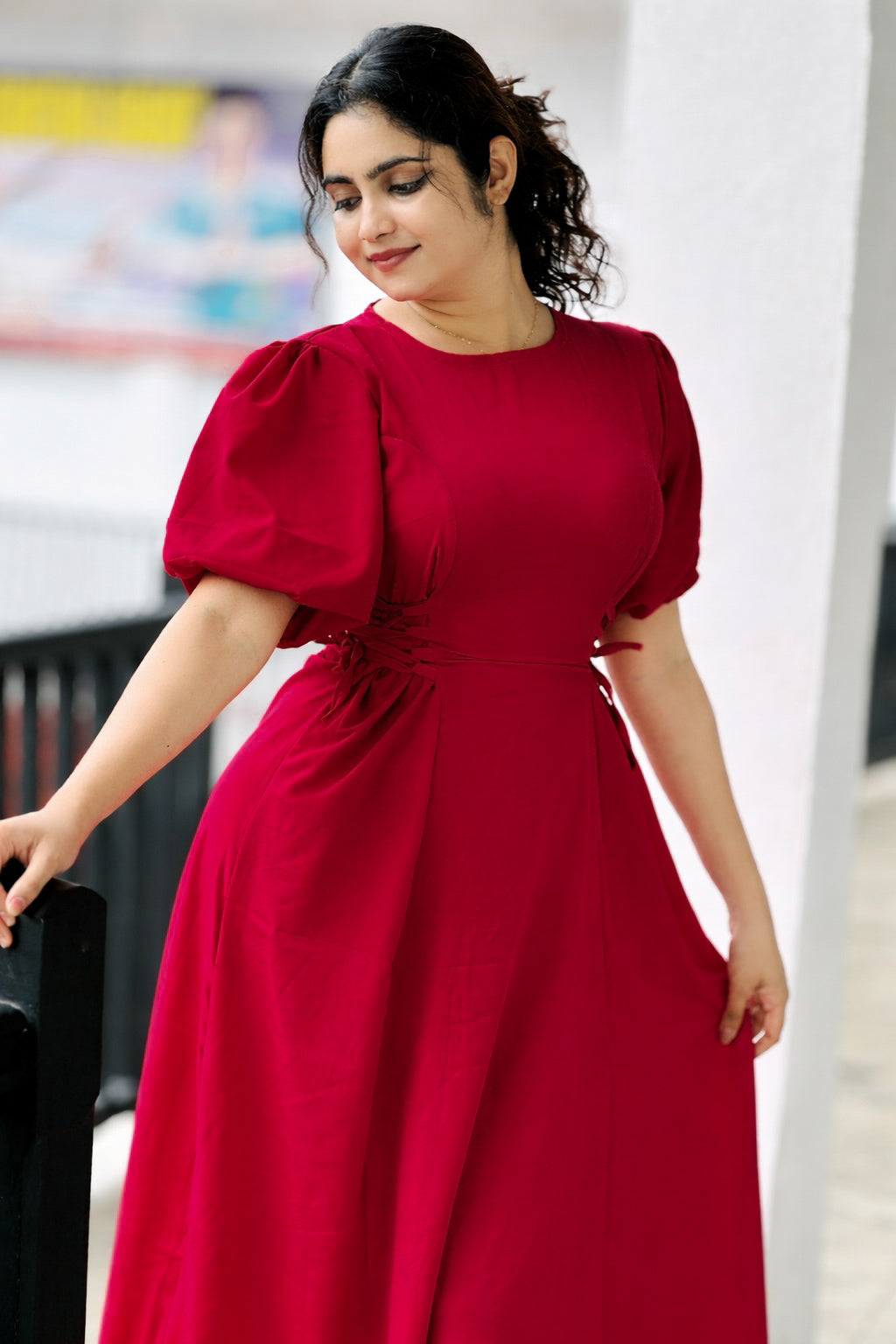 Rosé Glow Fit & Flare Maxi Dress