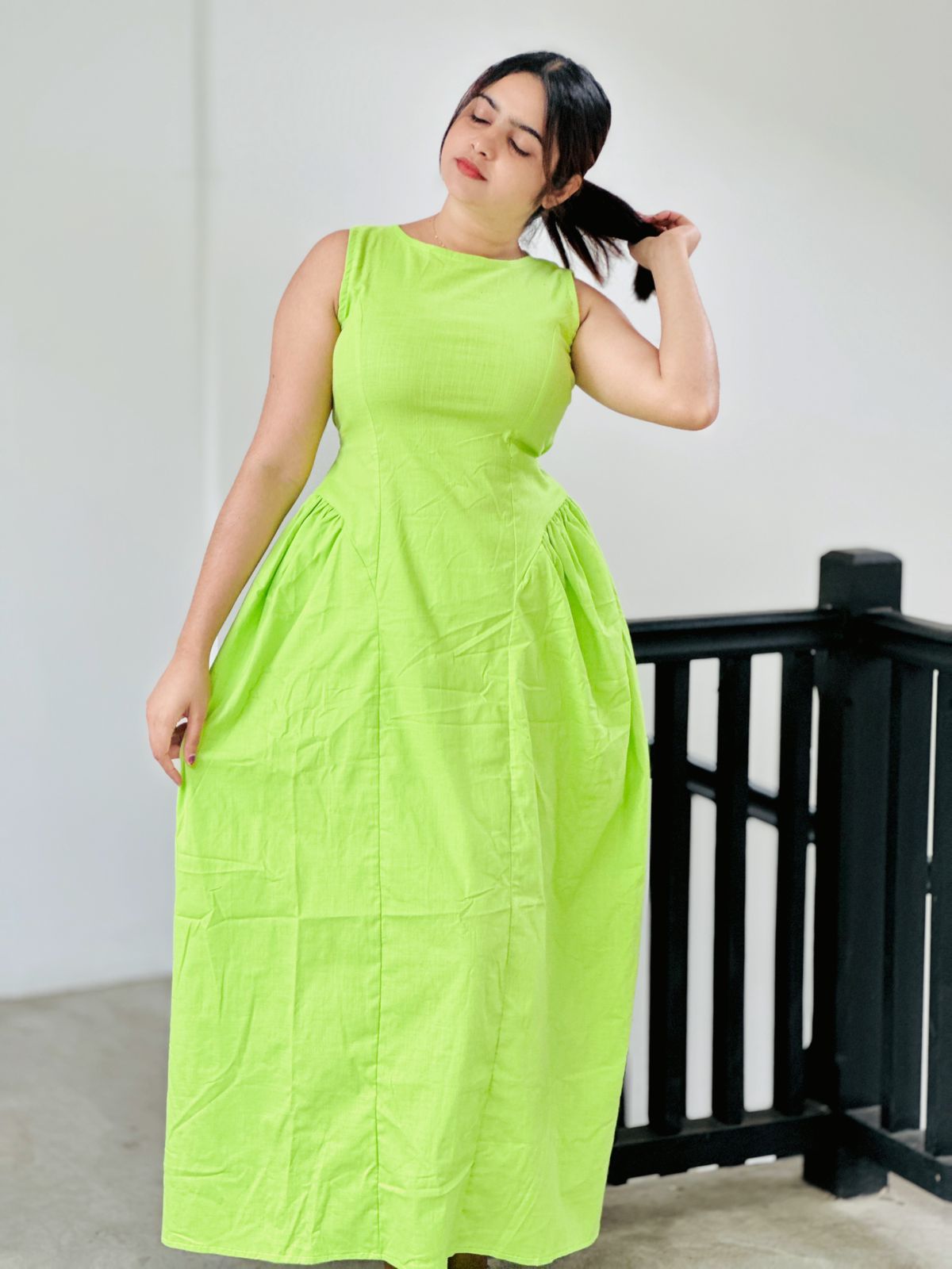 Lime Aura Sleeveless Maxi Dress