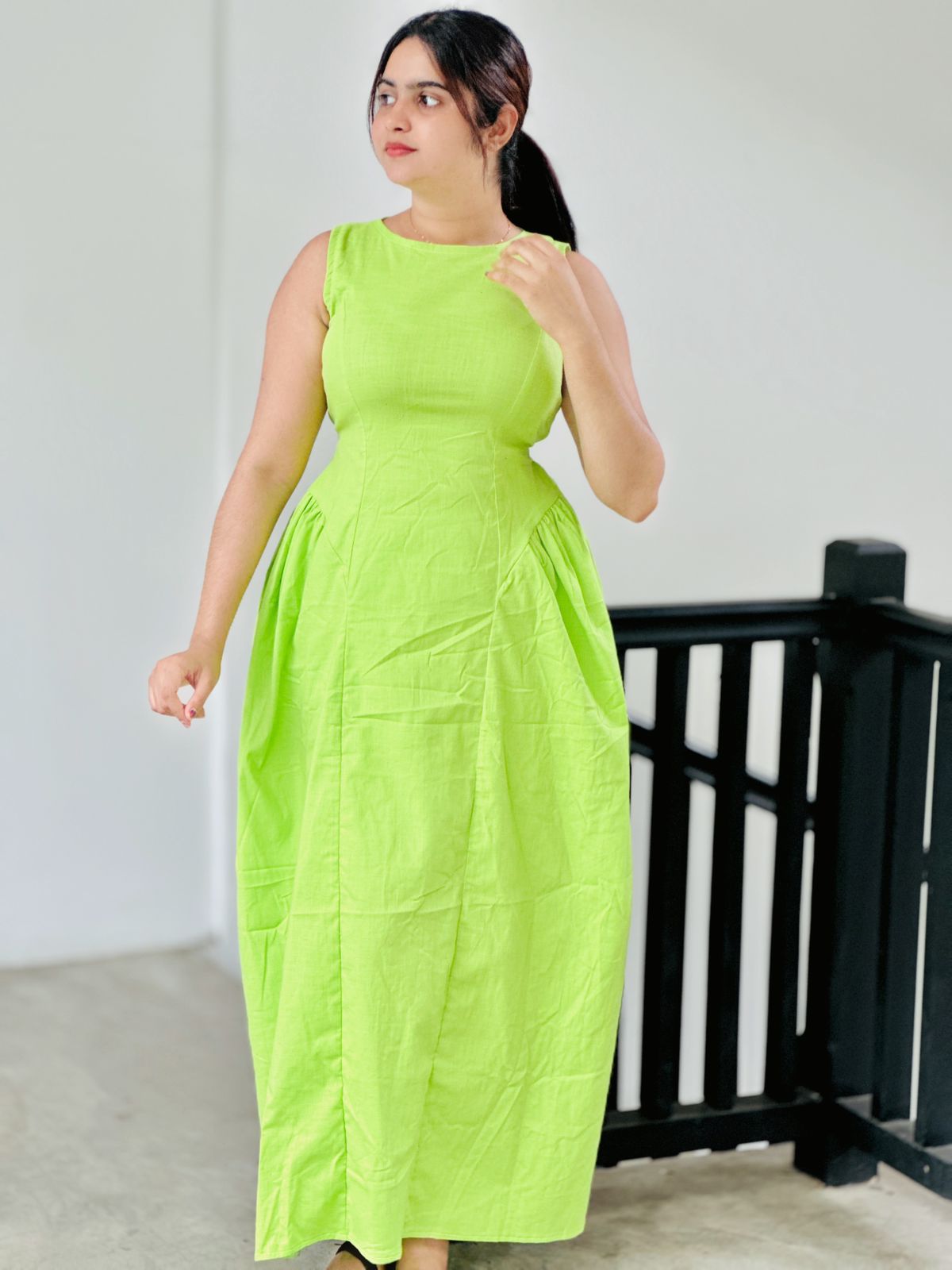 Lime Aura Sleeveless Maxi Dress