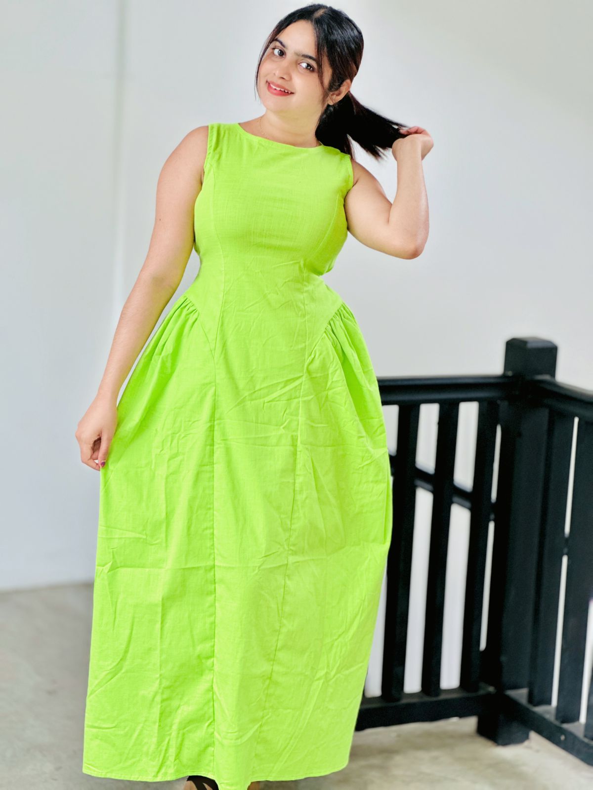 Lime Aura Sleeveless Maxi Dress