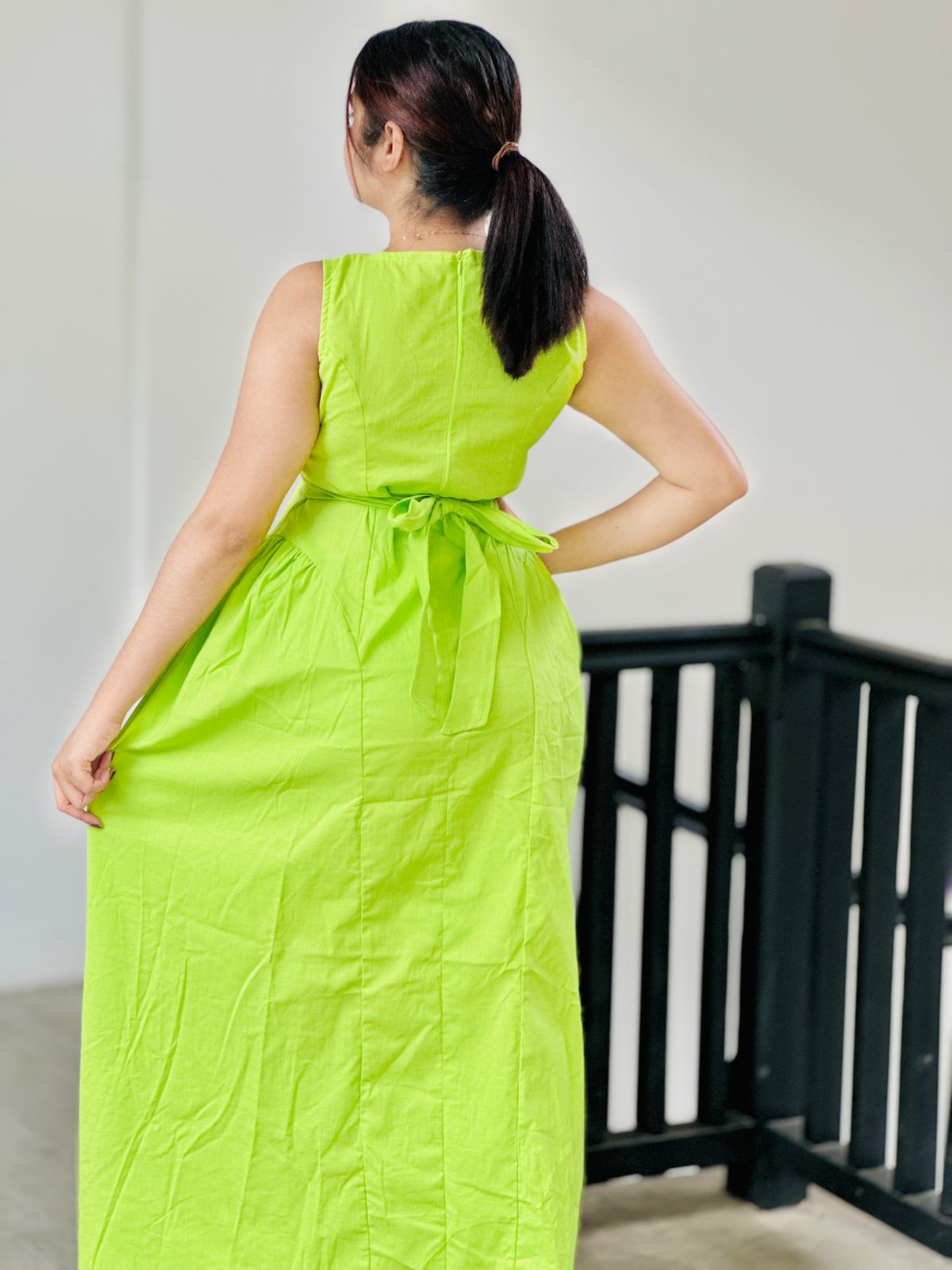 Lime Aura Sleeveless Maxi Dress