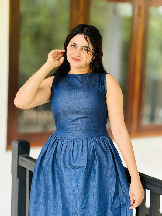 Midnight Breeze Denim Maxi Dress