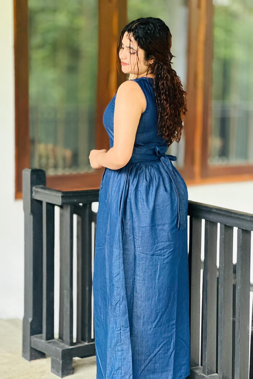 Midnight Breeze Denim Maxi Dress