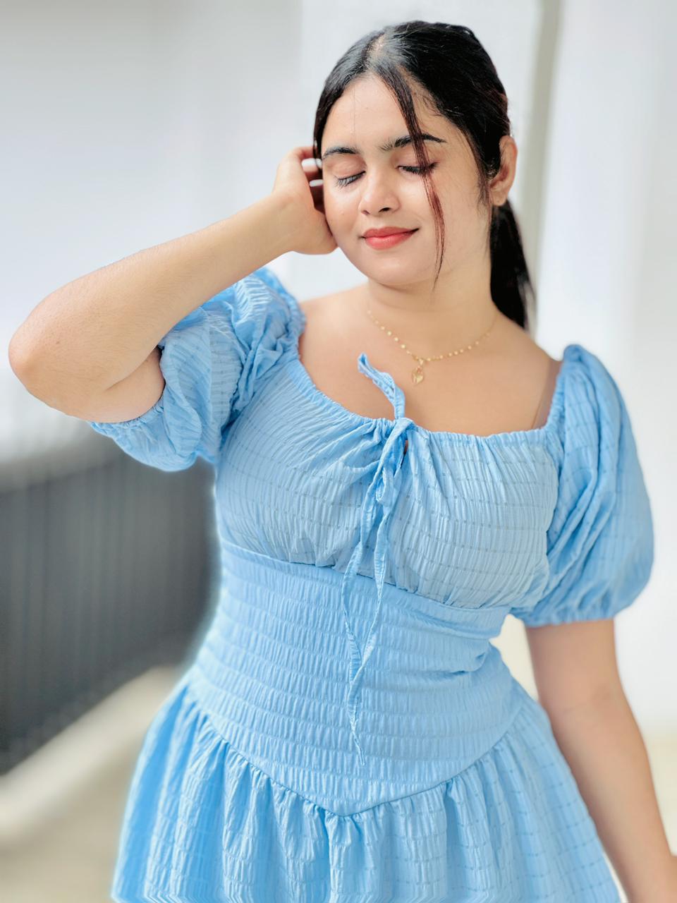 Skybloom Smocked Midi Dress