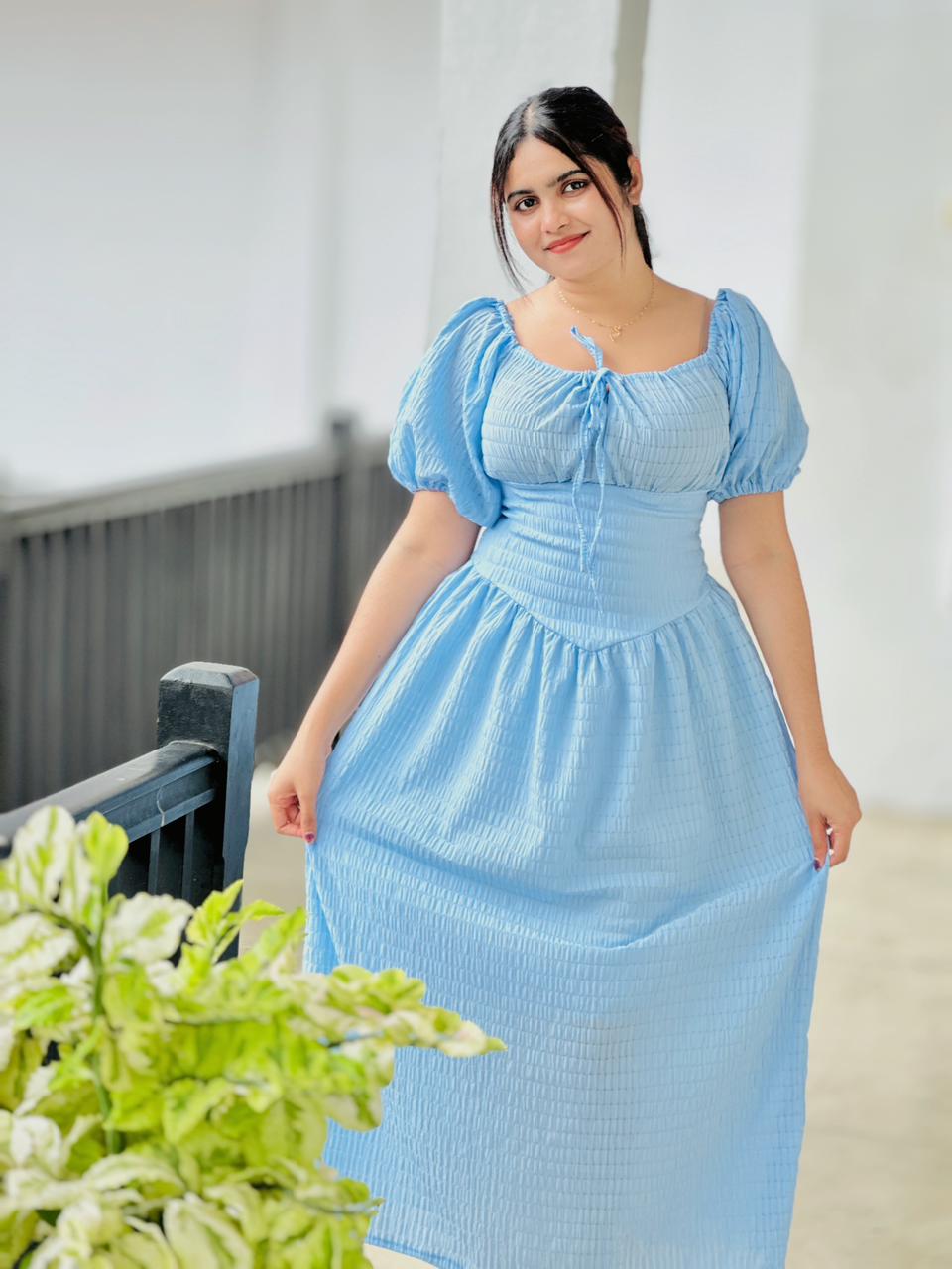 Skybloom Smocked Midi Dress