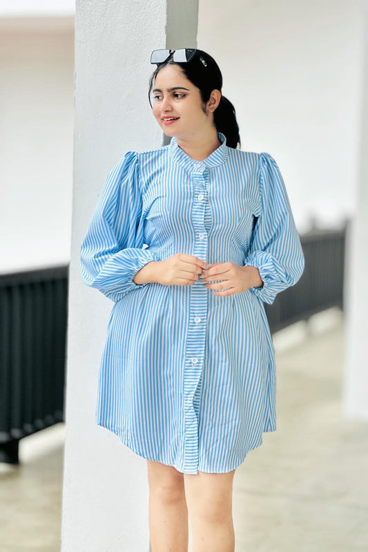 Skyline Stripe Button-Down Mini Dress