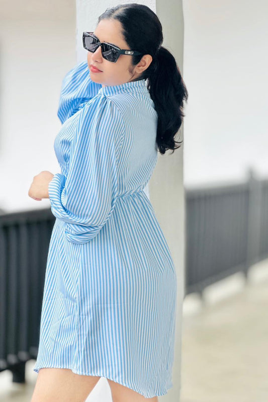 Skyline Stripe Button-Down Mini Dress