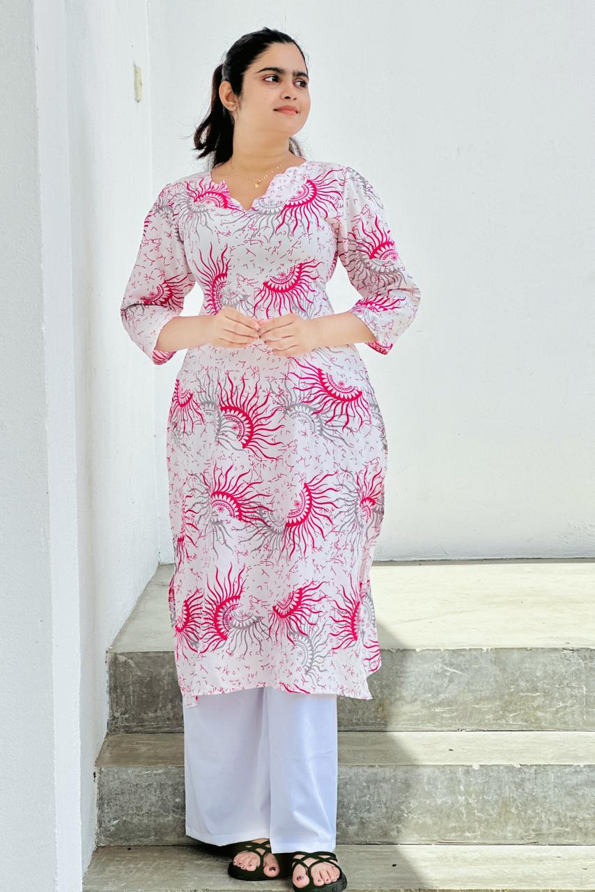 Blush Bloom Printed Kurti Set