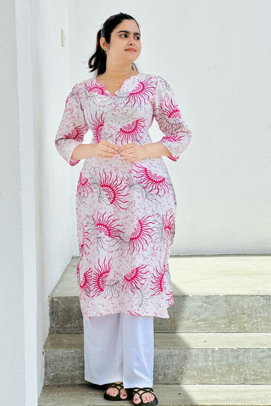 Blush Bloom Printed Kurti Set