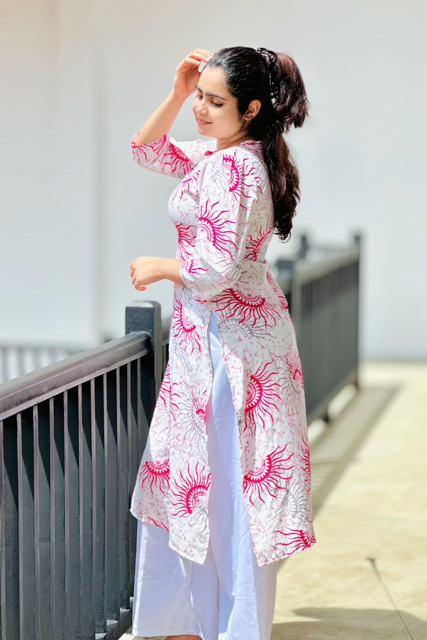 Blush Bloom Printed Kurti Set