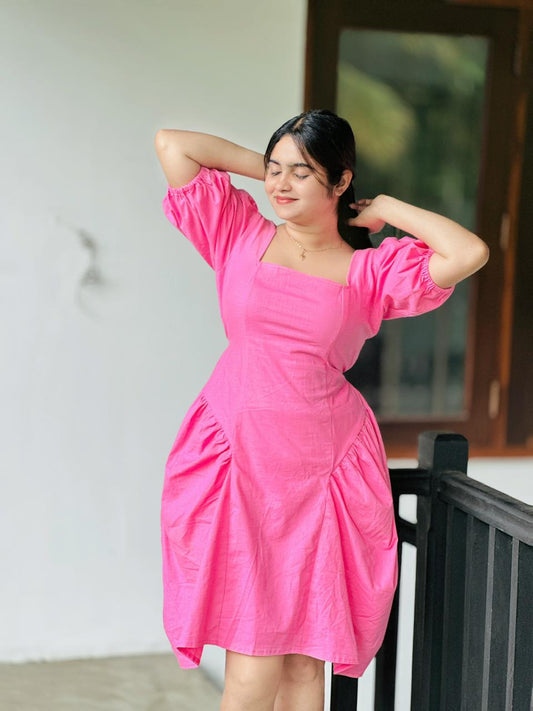 Blossom Glow Puff Sleeve Mini Dress