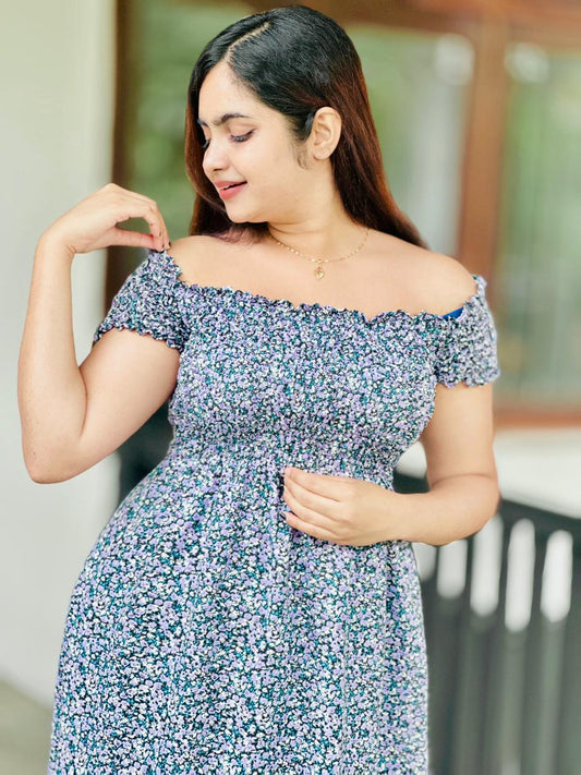 Off Shoulder Mini Floral Dress