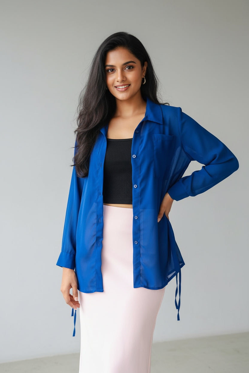 Side ruched Chiffon Shirt Blouse