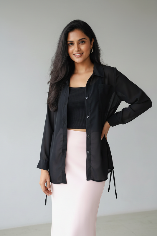 Side ruched Chiffon Shirt Blouse