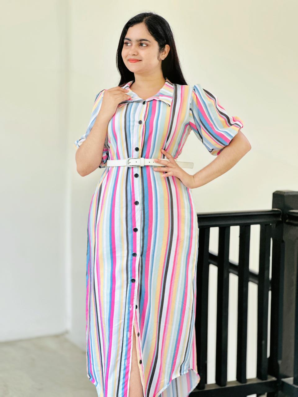 Rainbow colour shirt frock