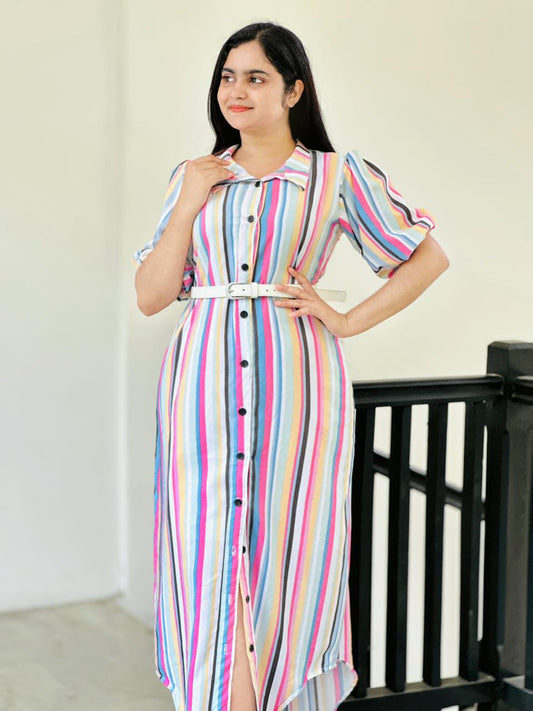 Rainbow colour shirt frock