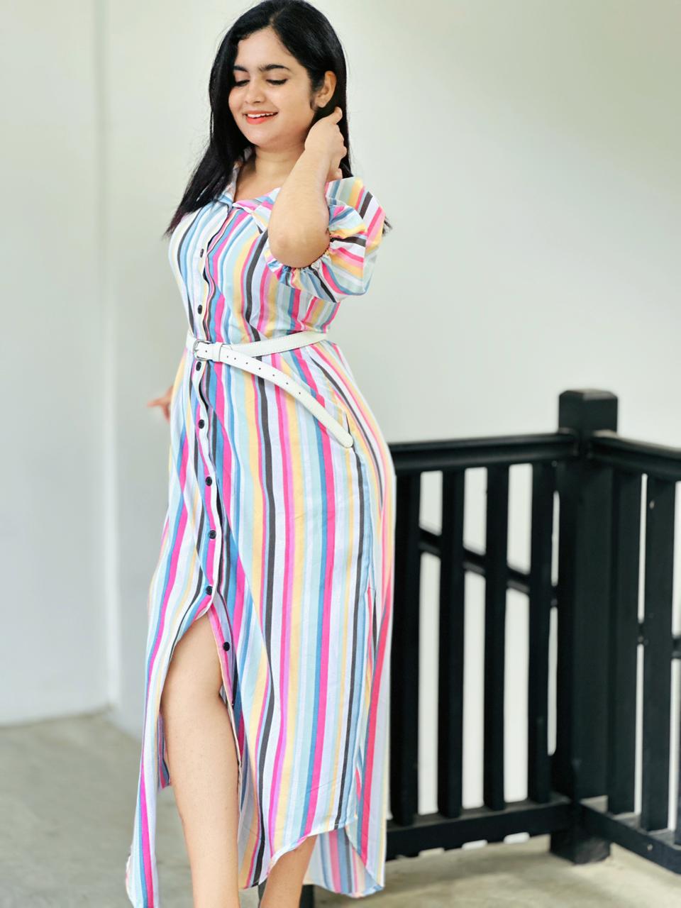 Rainbow colour shirt frock