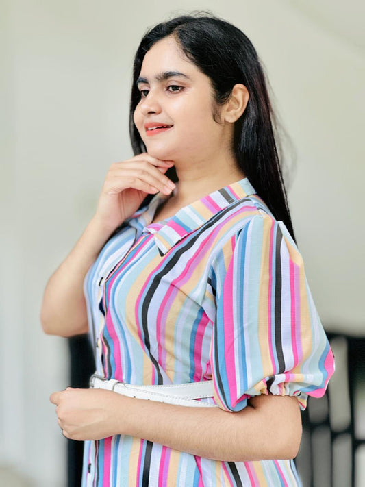 Rainbow colour shirt frock